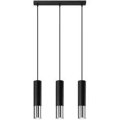 Hanglamp Loopez 3-Lichts Zwart/Chrome - Giga Meubel