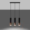 Hanglamp Loopez 3-Lichts Zwart/Koper - Giga Meubel