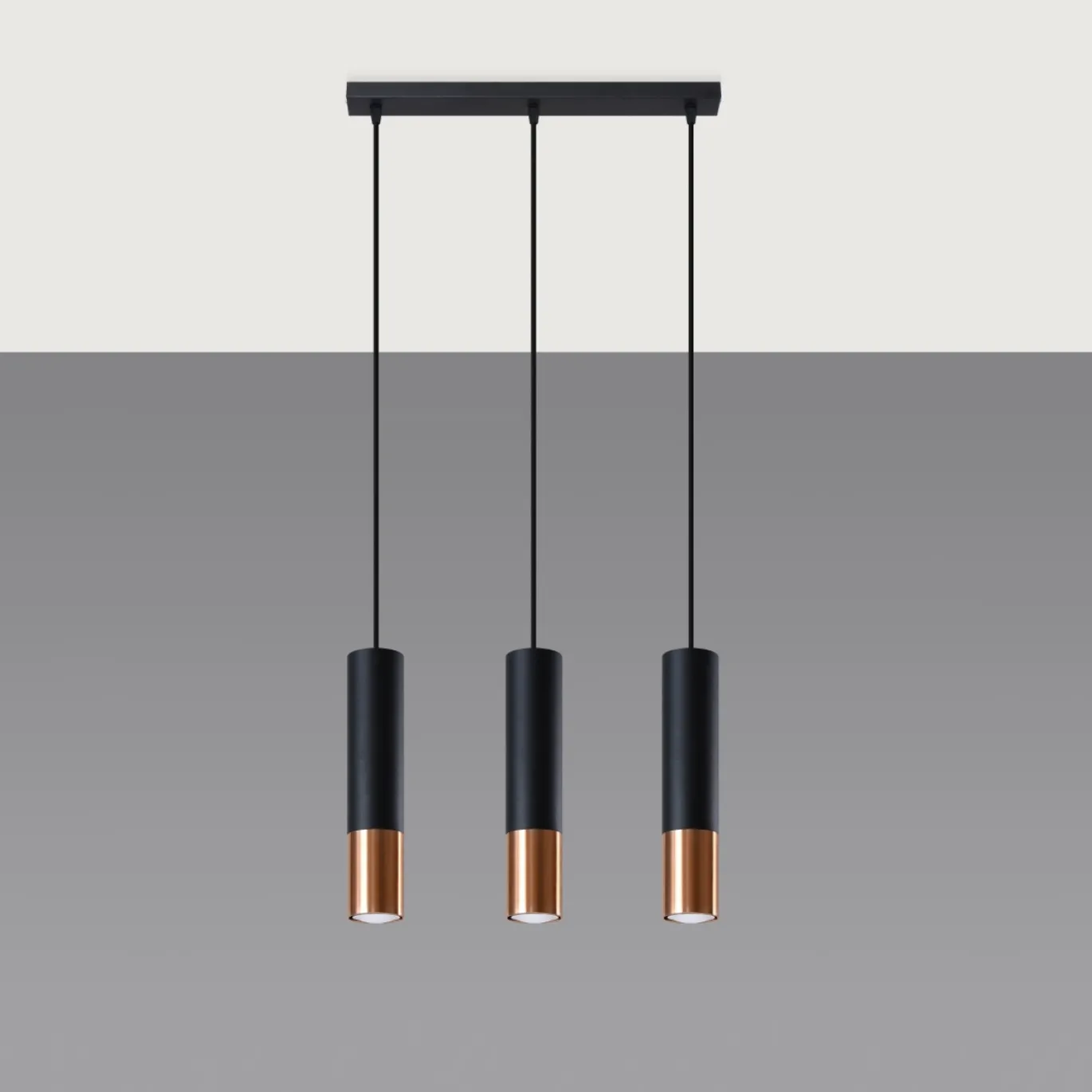 Hanglamp Loopez 3-Lichts Zwart/Koper - Giga Meubel