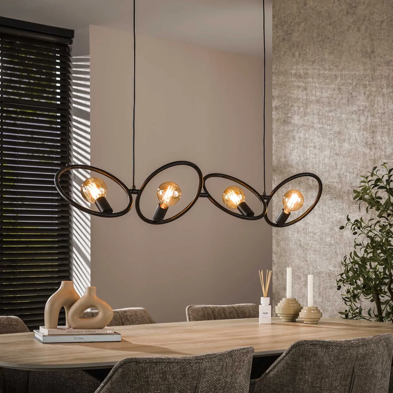Hanglamp Loop 4-lichts Artic Zwart - Giga Meubel