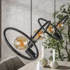 Hanglamp Loop 4-lichts Artic Zwart - Giga Meubel