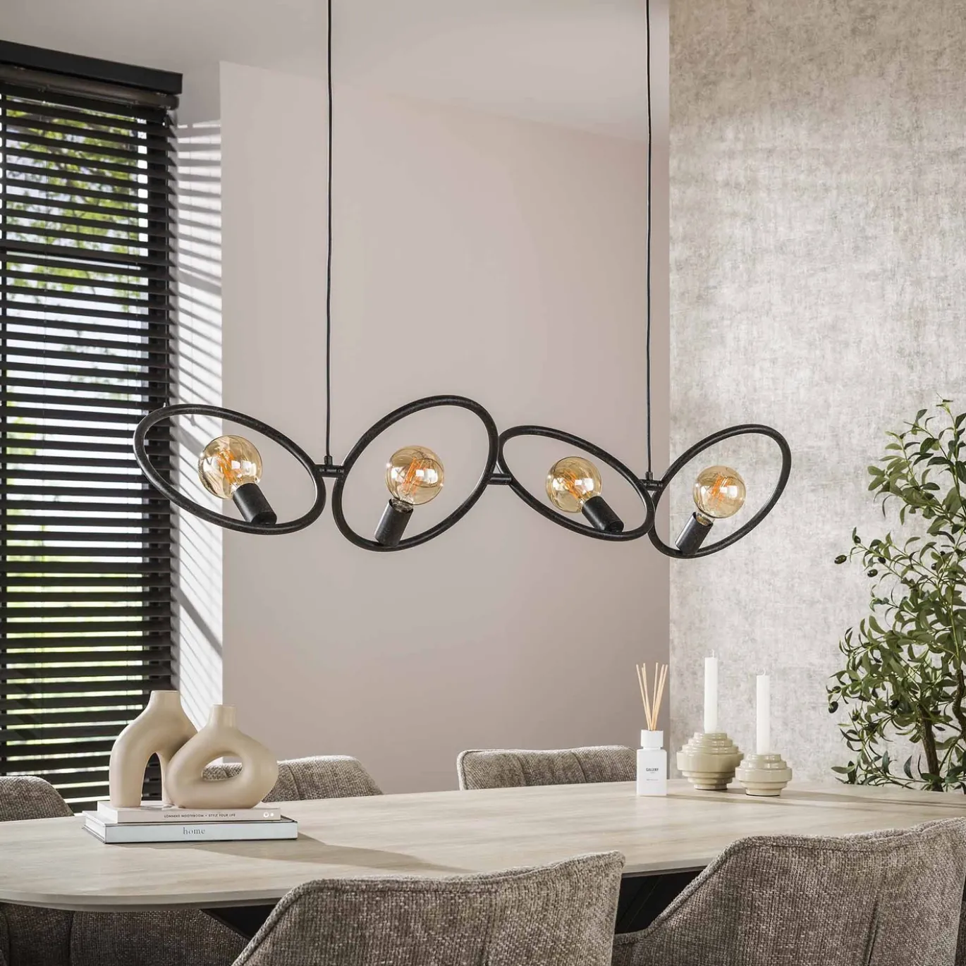 Hanglamp Loop 4-lichts Artic Zwart - Giga Meubel