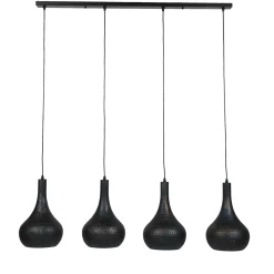 Hanglamp 4L Punch Kegel Zwart/Bruin - Giga Meubel
