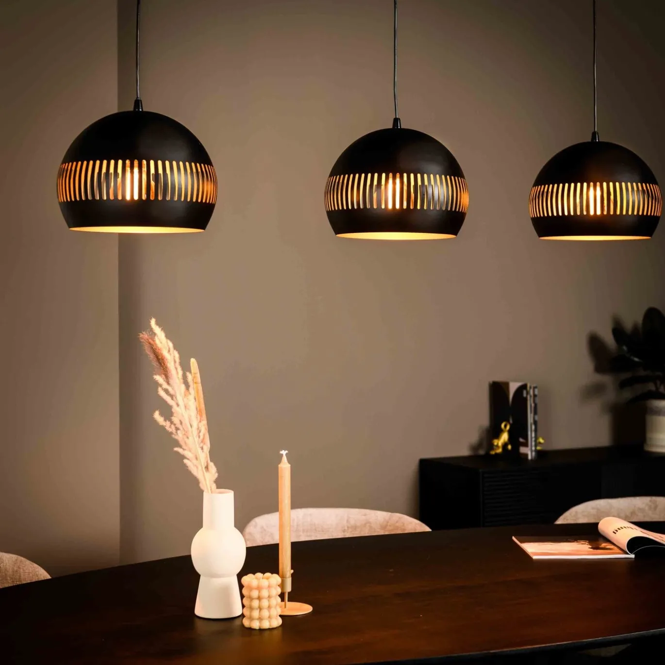 Hanglamp Mackham 3-Lichts Zwart - Giga Meubel