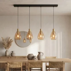 Hanglamp Manuela 4-Lichts Amber Glas - Giga Meubel