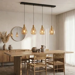 Hanglamp Manuela 4-Lichts Amber Glas - Giga Meubel