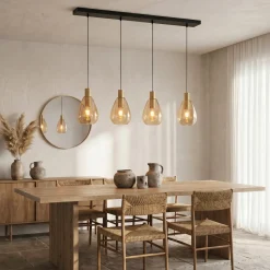 Hanglamp Manuela 4-Lichts Amber Glas - Giga Meubel