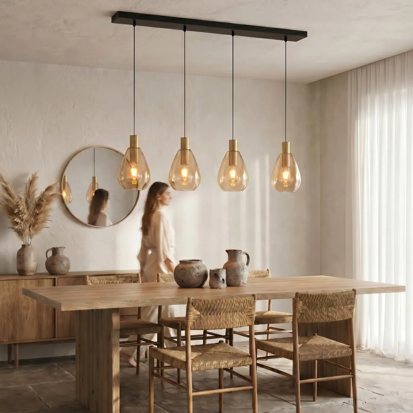 Hanglamp Manuela 4-Lichts Amber Glas - Giga Meubel