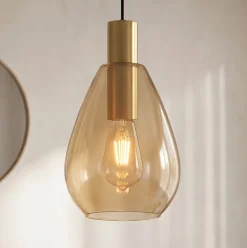 Hanglamp Manuela 4-Lichts Amber Glas - Giga Meubel