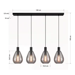 Hanglamp Manuela 4-Lichts Smoke Glas - Giga Meubel