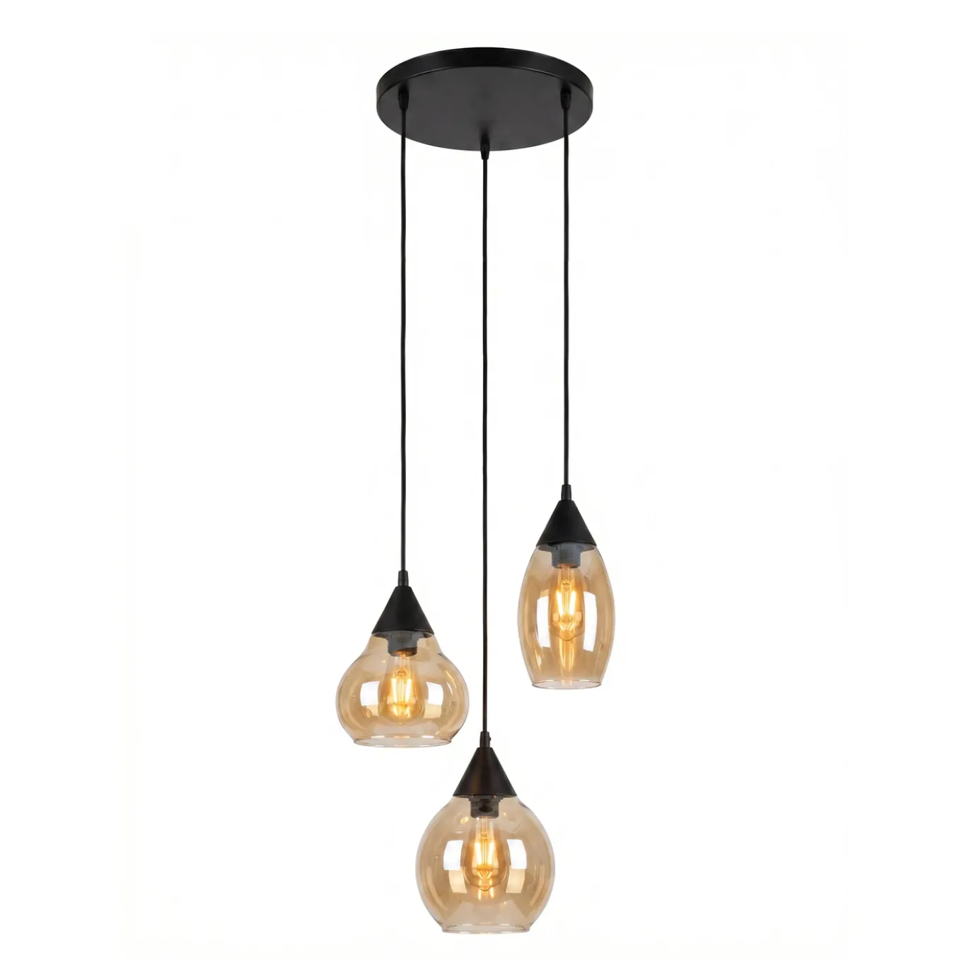 Hanglamp Mees 3-Lichts Amber Glas - Giga Meubel