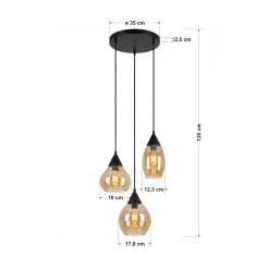 Hanglamp Mees 3-Lichts Amber Glas - Giga Meubel