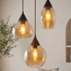 Hanglamp Mees 3-Lichts Amber Glas - Giga Meubel