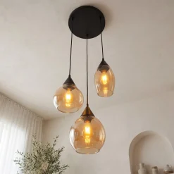 Hanglamp Mees 3-Lichts Amber Glas - Giga Meubel