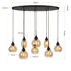 Hanglamp Mees 8-Lichts Amber Glas - Giga Meubel