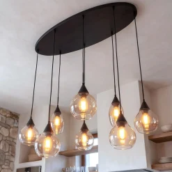 Hanglamp Mees 8-Lichts Amber Glas - Giga Meubel