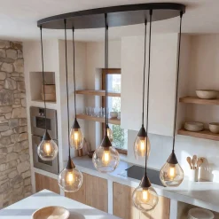 Hanglamp Mees 8-Lichts Amber Glas - Giga Meubel