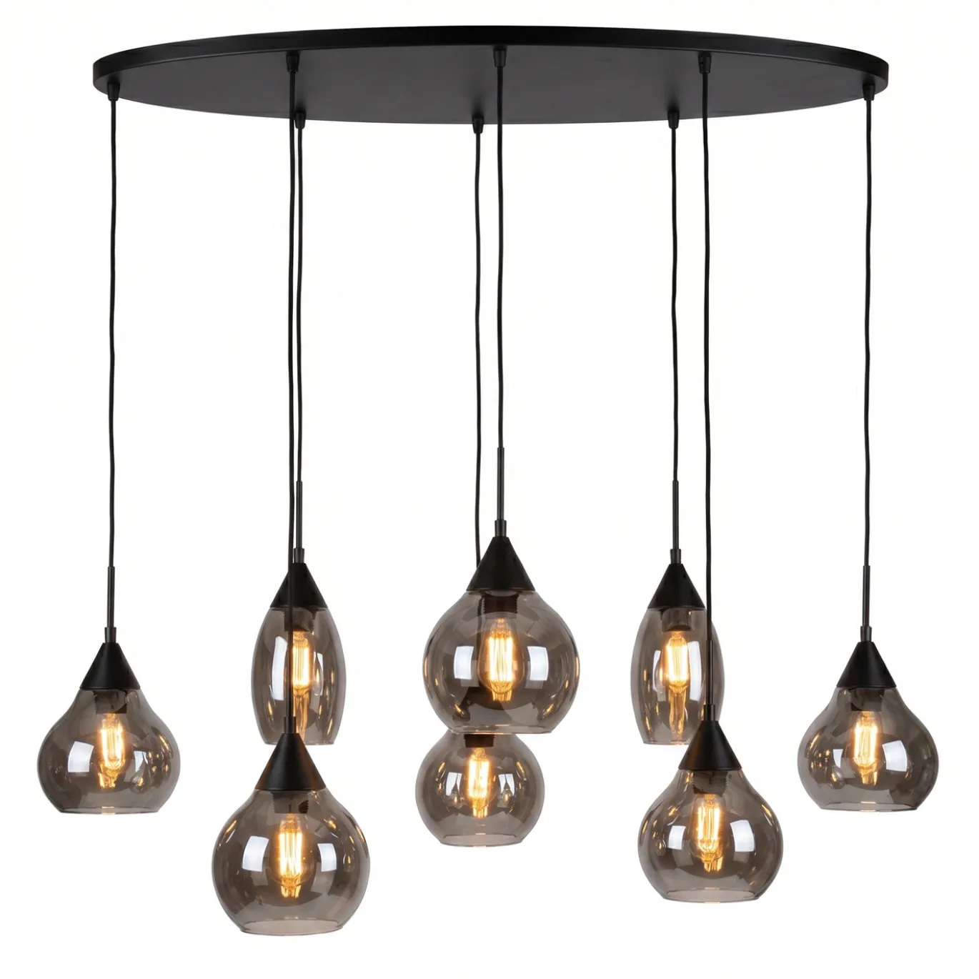 Hanglamp Mees 8-Lichts Smoke Glas - Giga Meubel