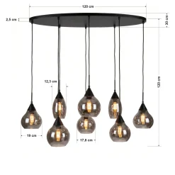 Hanglamp Mees 8-Lichts Smoke Glas - Giga Meubel