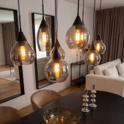 Hanglamp Mees 8-Lichts Smoke Glas - Giga Meubel