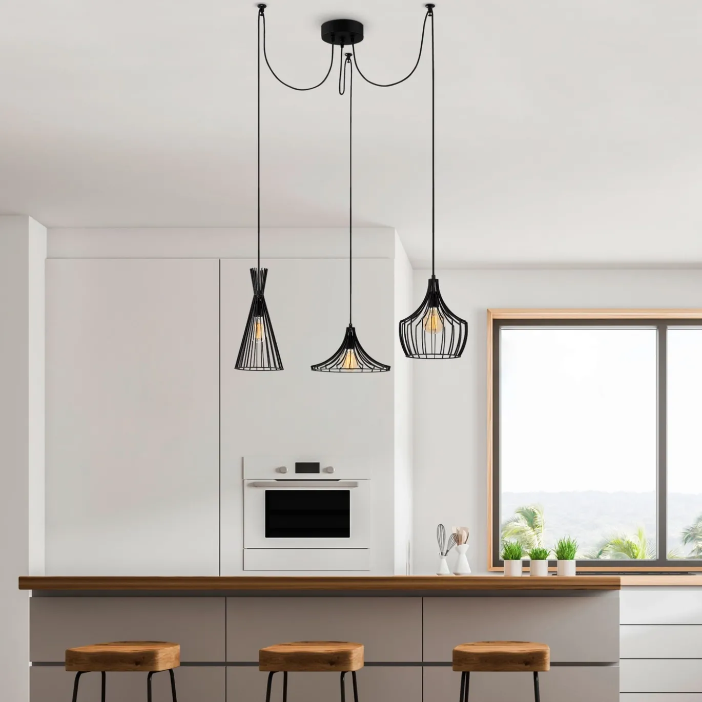 Hanglamp Mezopotamya Clip Zwart 3-Lichts