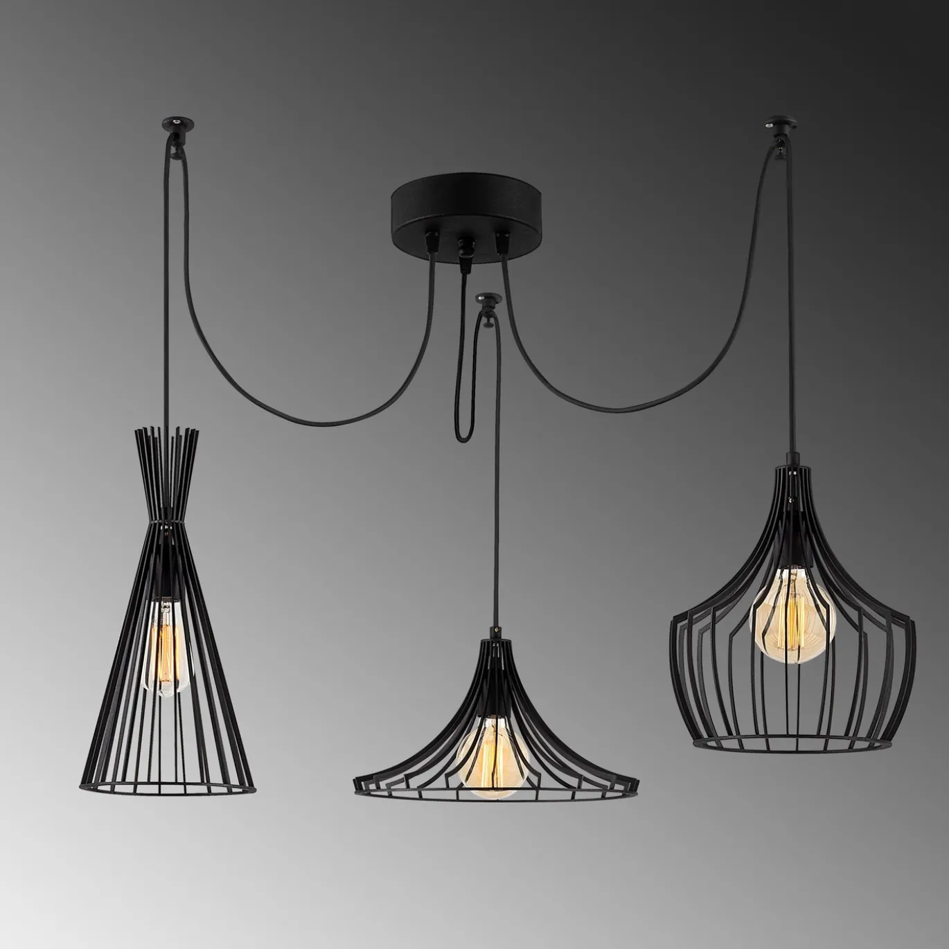 Hanglamp Mezopotamya Clip Zwart 3-Lichts