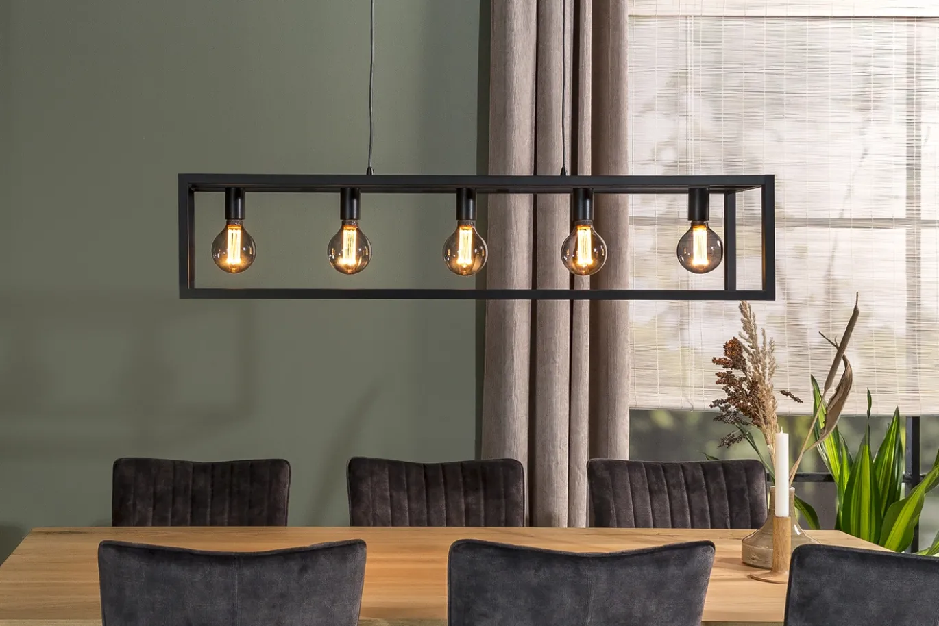 Hanglamp Mikey 5-lichts Zwart - Giga Meubel