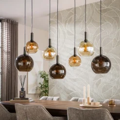 Hanglamp Moka 4+3-Lichts Multi Bruin - Giga Meubel