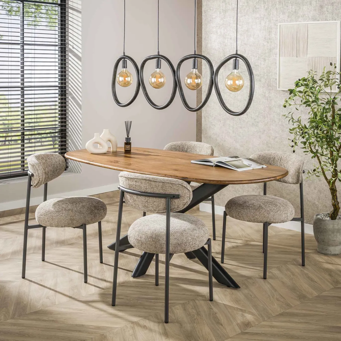 Hanglamp Pebble 4-Lichts Zwart - Giga Meubel