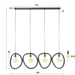 Hanglamp Pebble 4-Lichts Zwart - Giga Meubel
