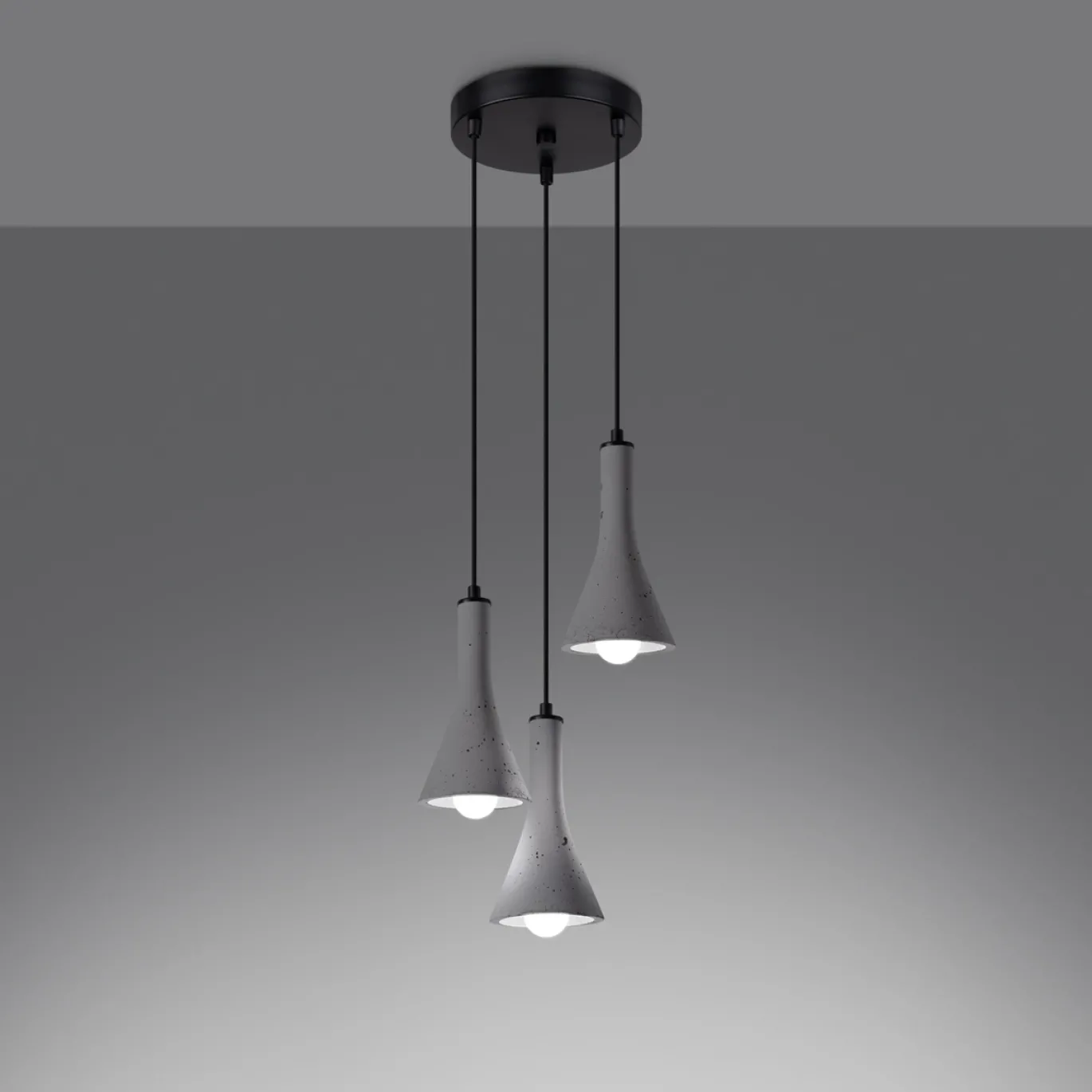Hanglamp Rea 3-Lichts Getrapt Beton - Giga Meubel
