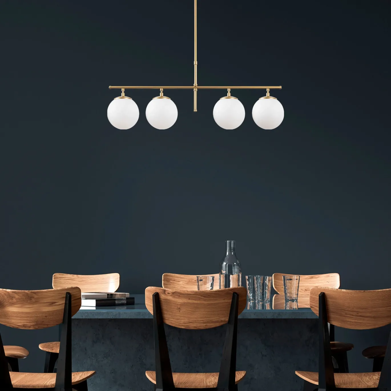 Hanglamp Roe 4-Lichts Shiny Goud
