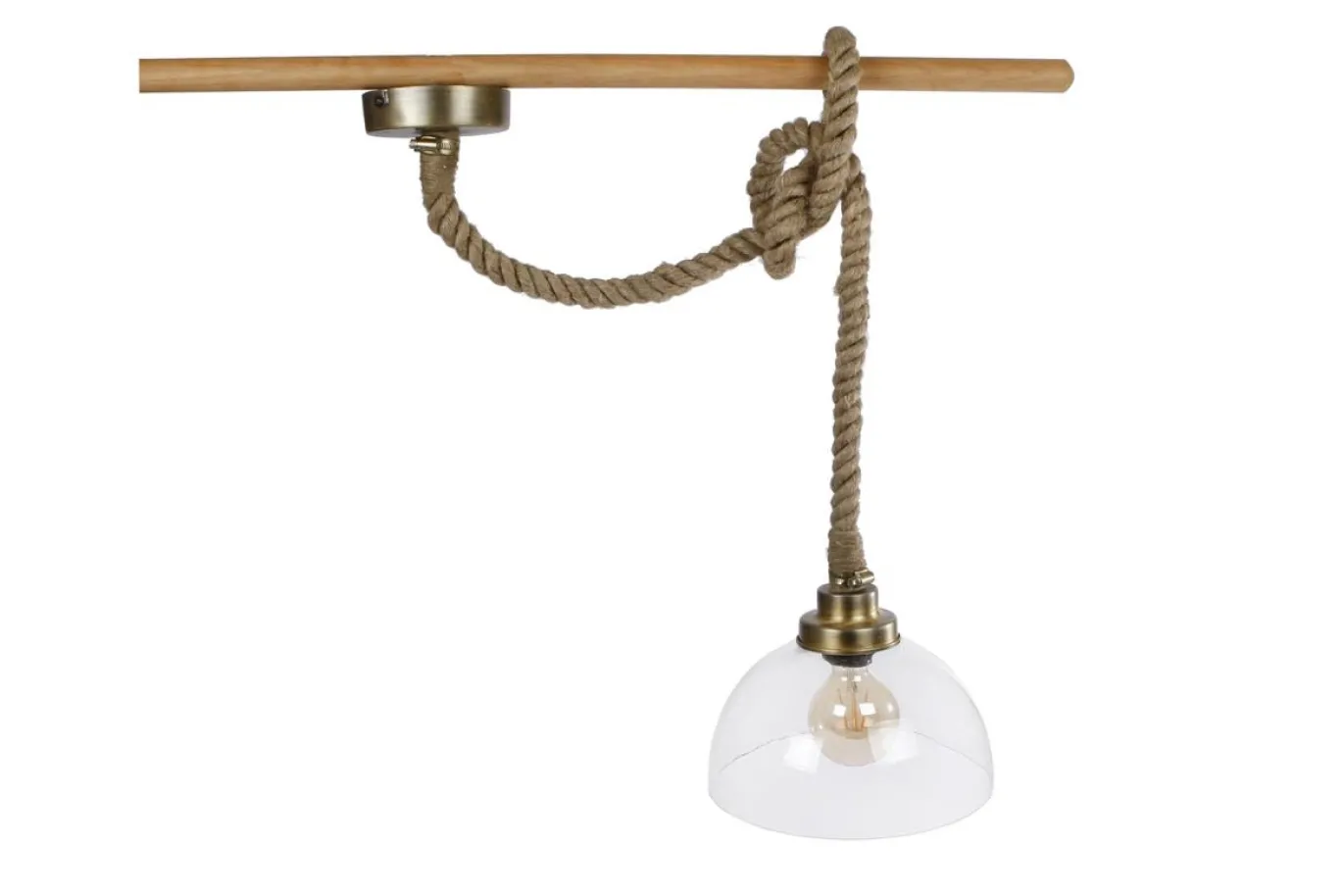 Hanglamp rond dik touw helder glas