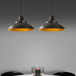 Hanglamp Saglam Disc 2-Lichts Zwart
