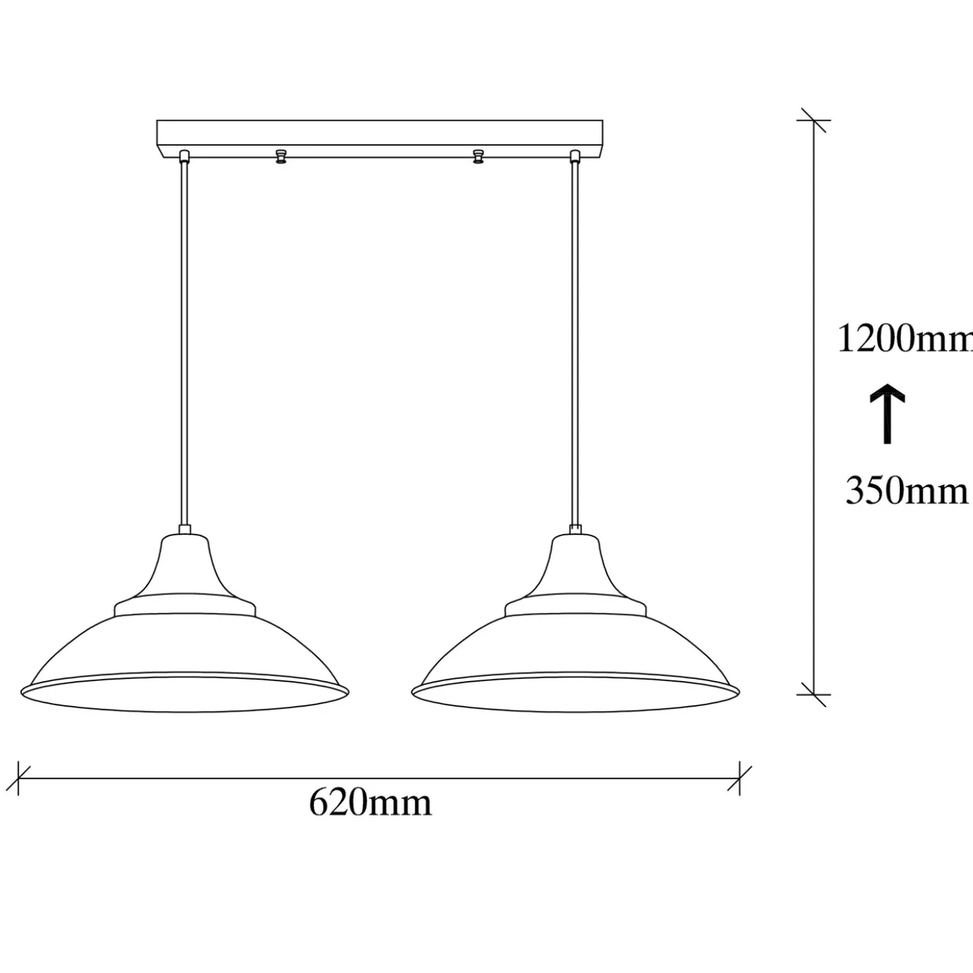 Hanglamp Saglam Disc 2-Lichts Zwart