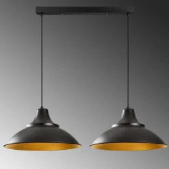 Hanglamp Saglam Disc 2-Lichts Zwart