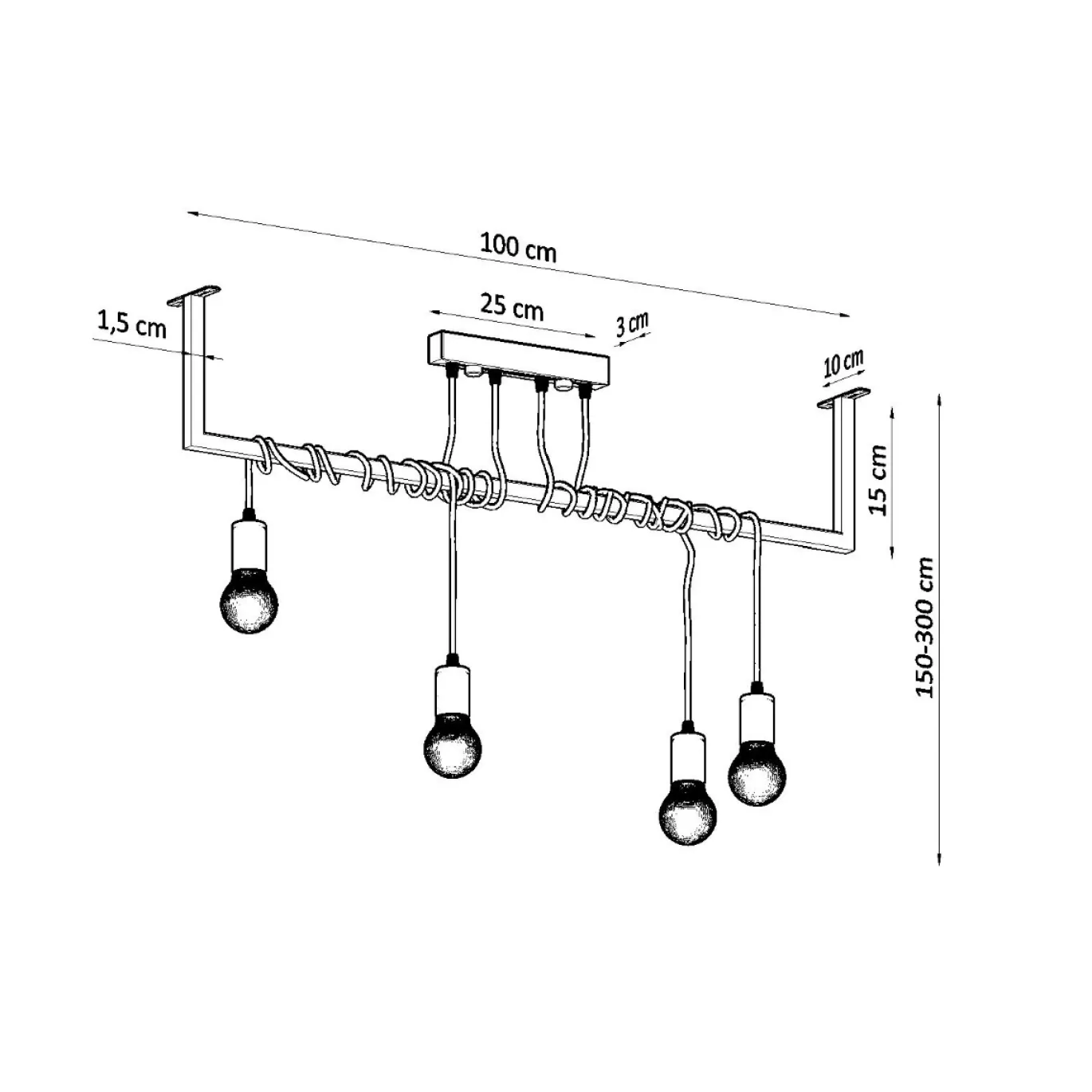 Hanglamp Salamanca 4-Lichts Zwart - Giga Meubel