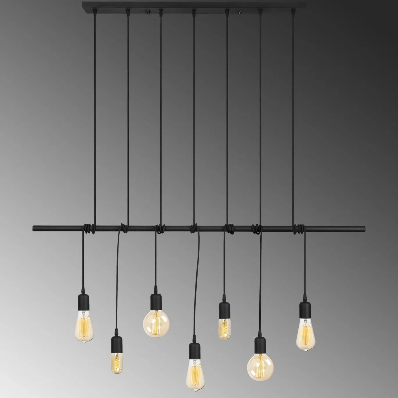 Hanglamp Salkim 7-Lichts Zwart