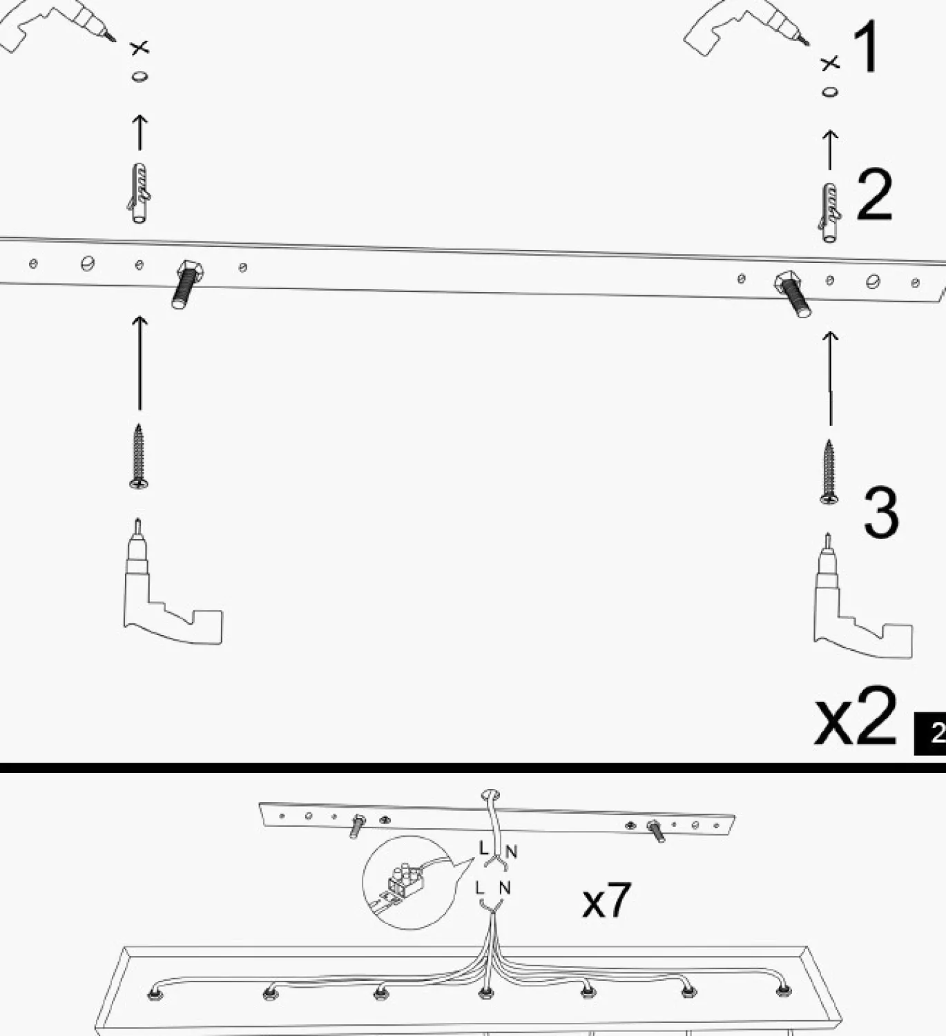 Hanglamp Salkim 7-Lichts Zwart