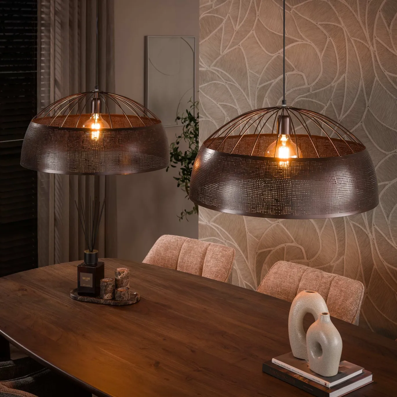Hanglamp Screen Koper 2-Lichts Ø60cm - Giga Meubel