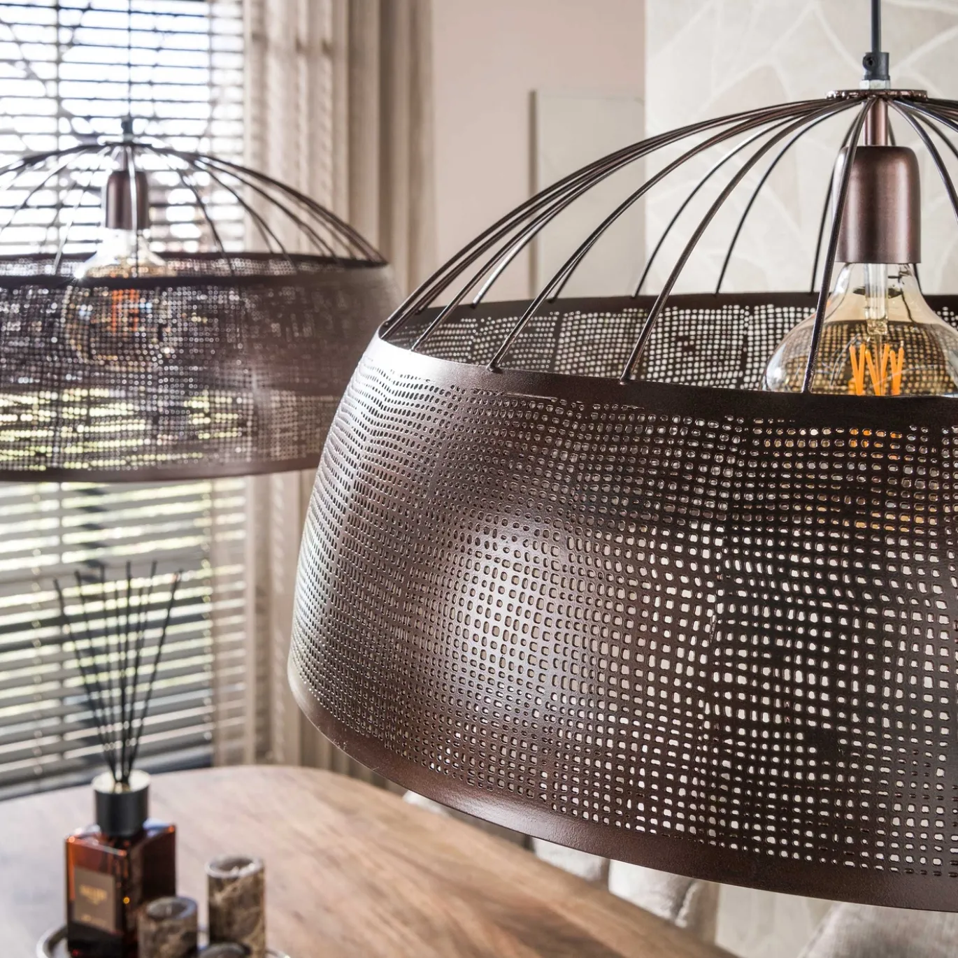Hanglamp Screen Koper 2-Lichts Ø60cm - Giga Meubel