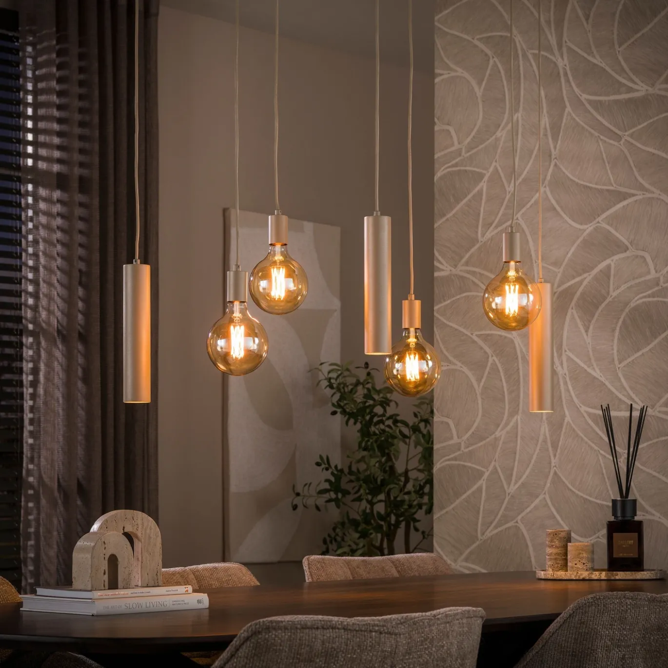 Hanglamp Senso 4+3-Lichts Beige - Giga Meubel