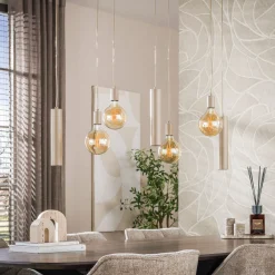 Hanglamp Senso 4+3-Lichts Beige - Giga Meubel