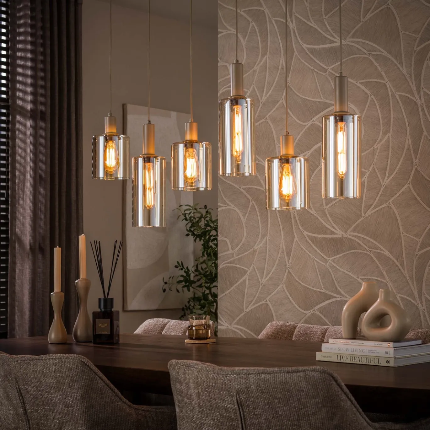 Hanglamp Sepiora 6-Lichts Beige - Giga Meubel