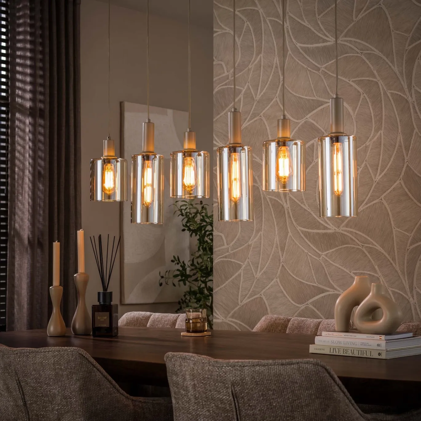 Hanglamp Sepiora 6-Lichts Beige - Giga Meubel