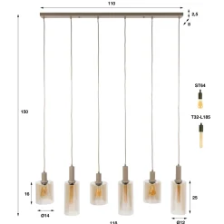 Hanglamp Sepiora 6-Lichts Beige - Giga Meubel