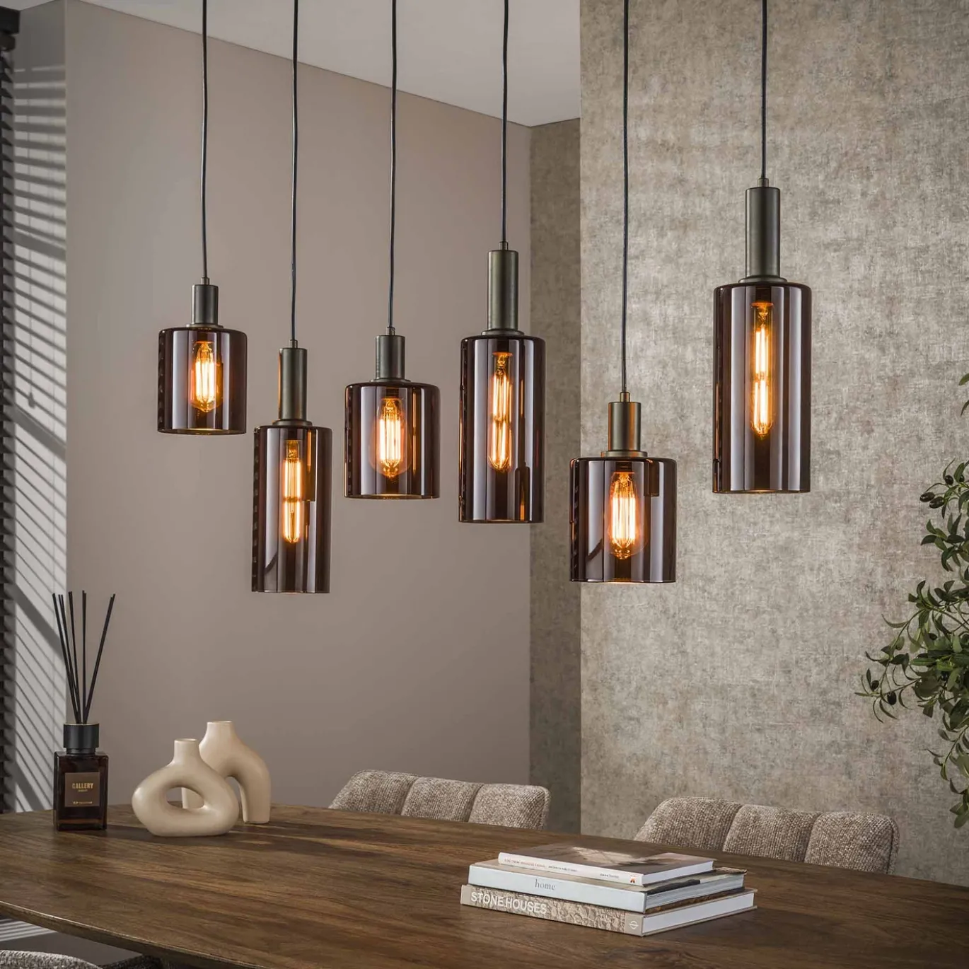 Hanglamp Sepiora 6-Lichts Bruin - Giga Meubel
