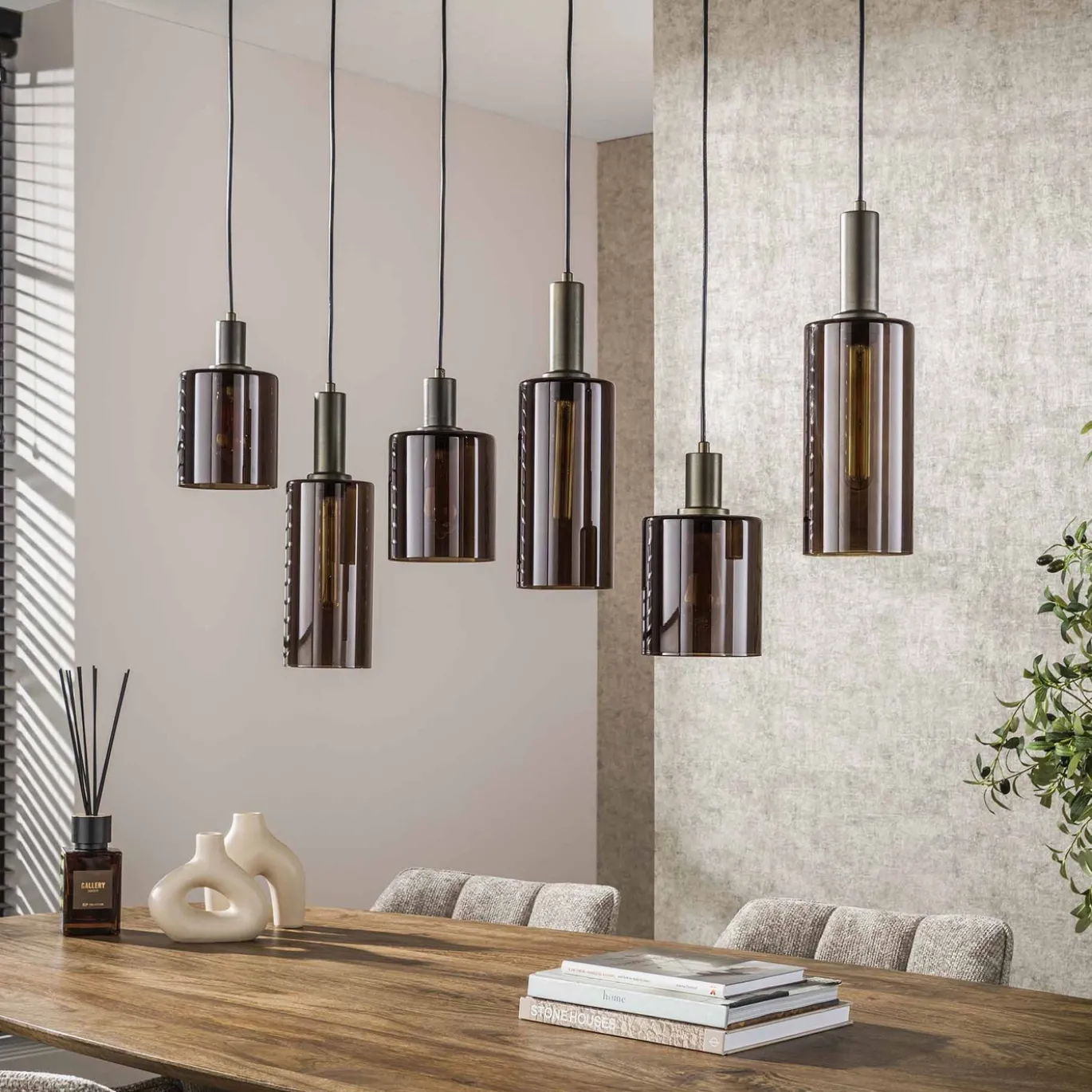 Hanglamp Sepiora 6-Lichts Bruin - Giga Meubel