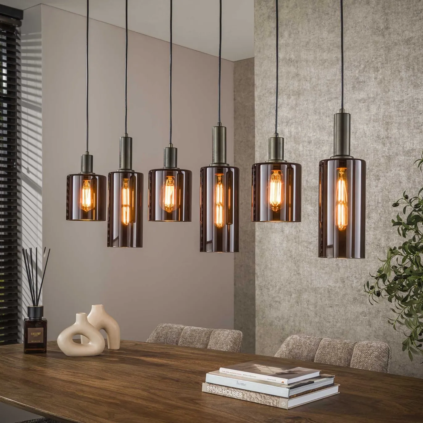 Hanglamp Sepiora 6-Lichts Bruin - Giga Meubel
