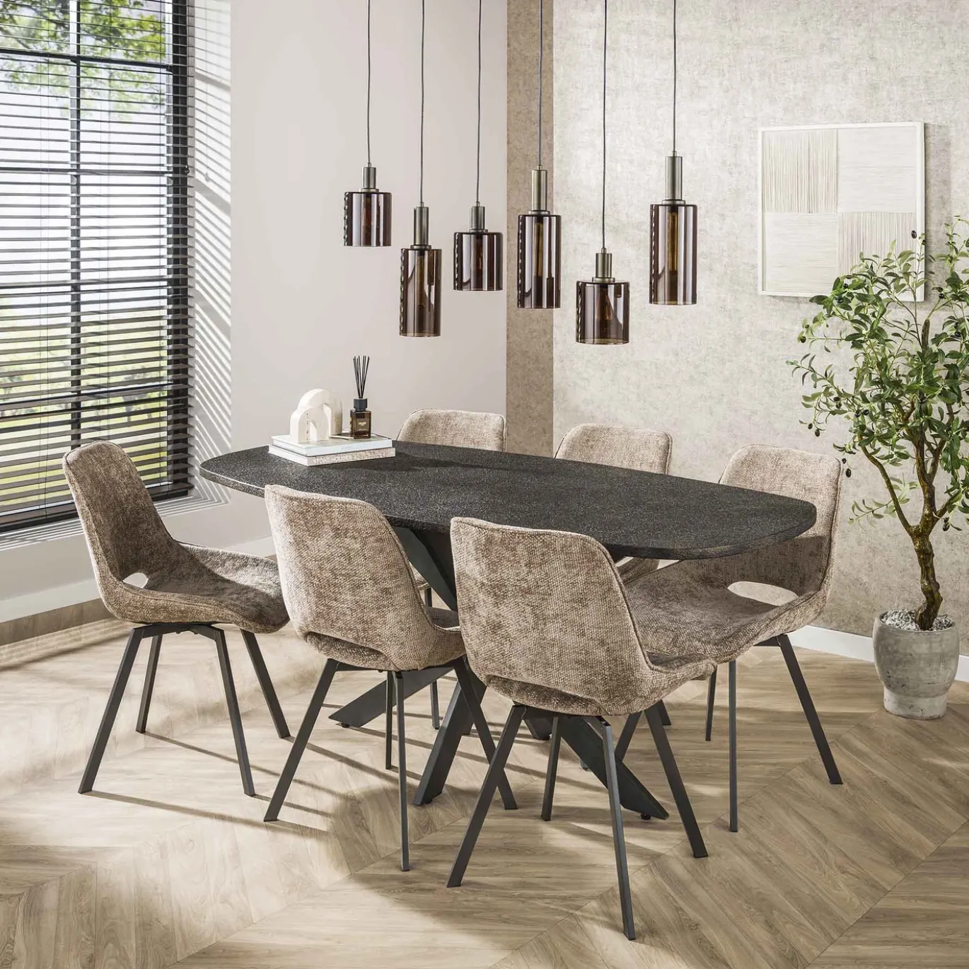 Hanglamp Sepiora 6-Lichts Bruin - Giga Meubel